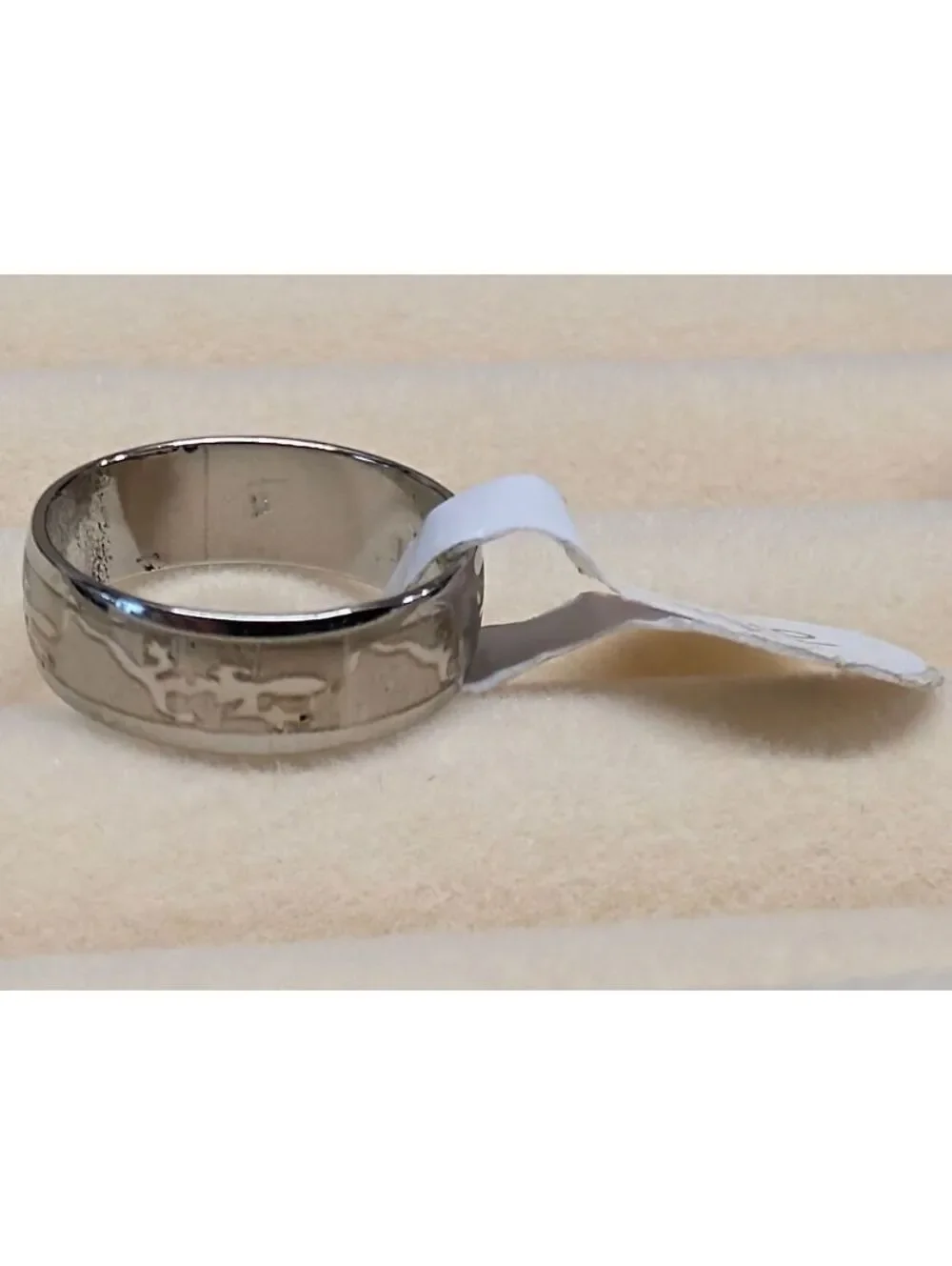New Stainless Steel Ring Size 5 Lizard Pattern Silver Finish Durable Band Wide